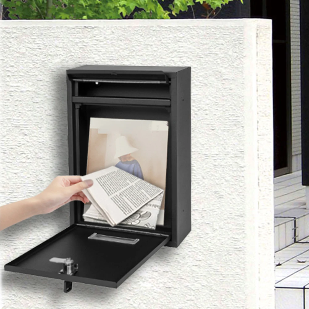 Wall Mount Metal Mail Box Security Drop Box with Transparent Window Letter Box