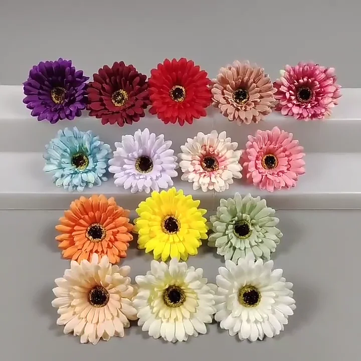 10CM Autumn Chrysanthemum Head Holiday Party Cake Decoration Artificial Silk Flowers Gerbera Daisy