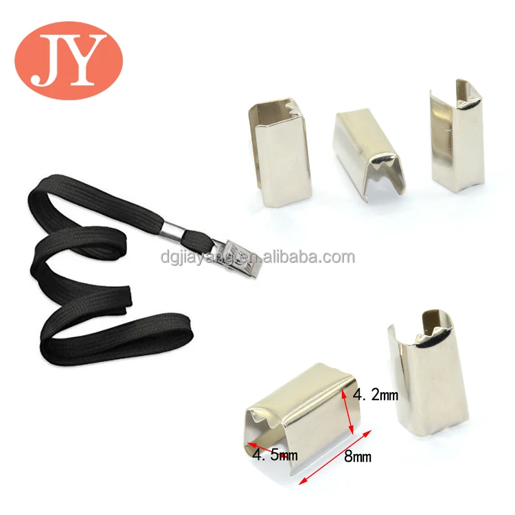 square metal cord crimp   fastener crimping string leather rope fold over clip crimp cord ends for webbbing fastener metal crimp