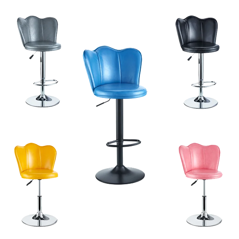 Simple Modern Grey Blue Green velvet PU leather Chairs Bar Stools High Chair Adjustable Swivel Height
