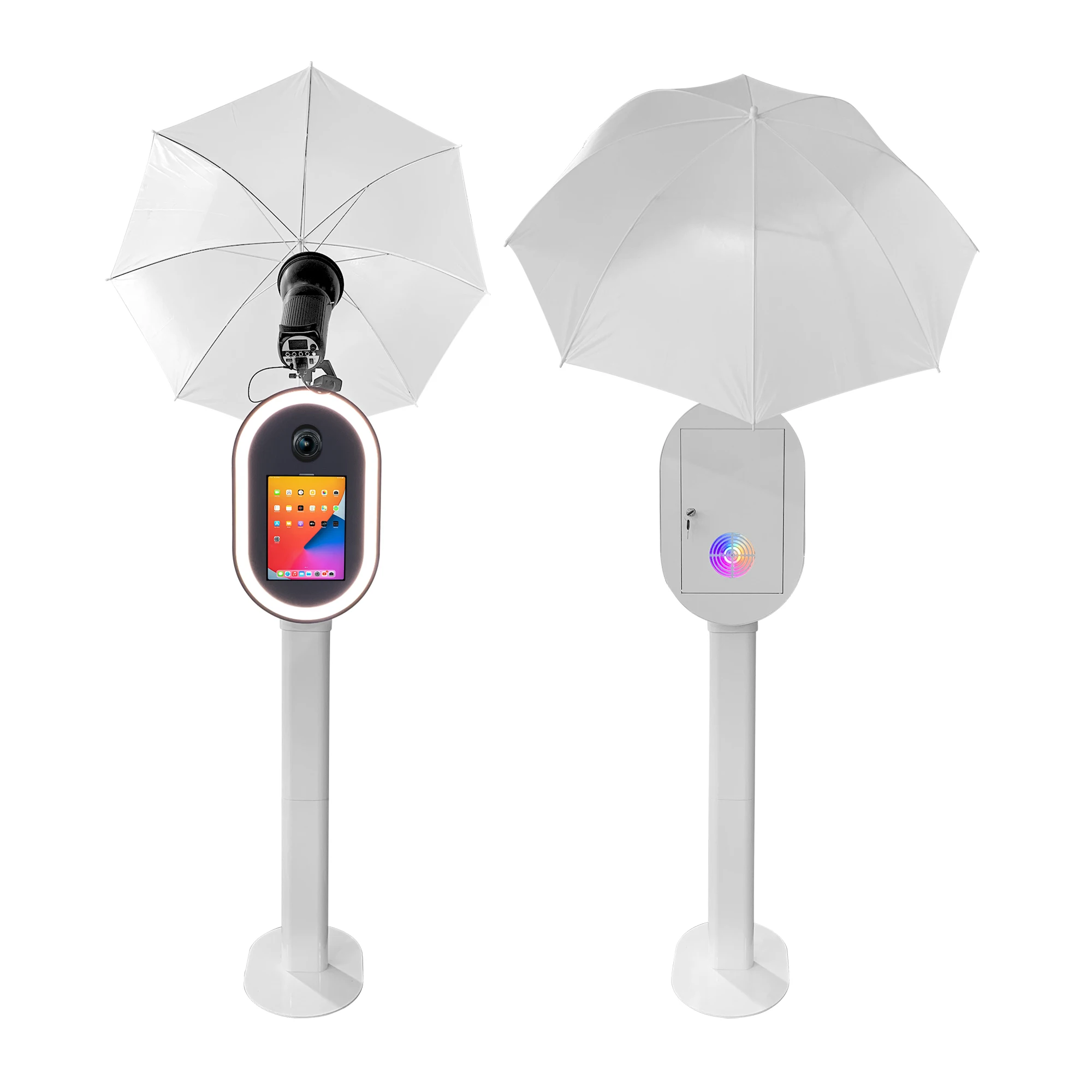 Pad Oval Photo Booth Kiosk Machine Selfie Touch Screen Photobooth Lightweight Easy Setup Pad Photo Booth With Flight Case