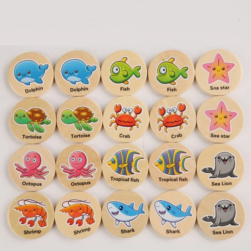 Children Educational Wooden Memory Game Animal Fruits Cognitive Baby Memory Chess Toy Kids Focus Training Wooden Educational Toy