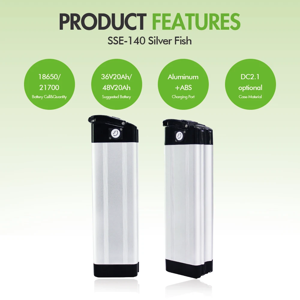 Silver Fish 36v 13ah Lithium Ion E Bike 48v Rechargeable Lifepo4 Ebike Battery Pack