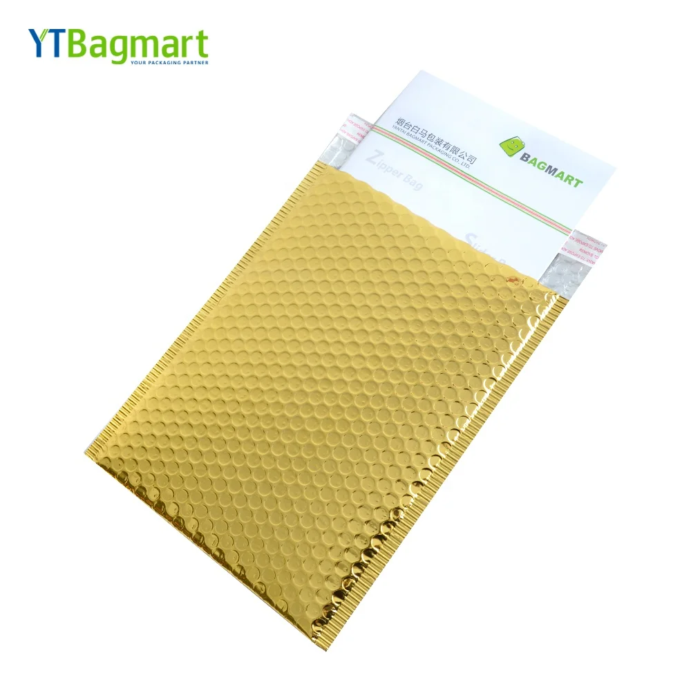Metallic Foil Gold Bubble Mailers Plastic Courier Envelopes Shipping Package Golden Mailing Bags