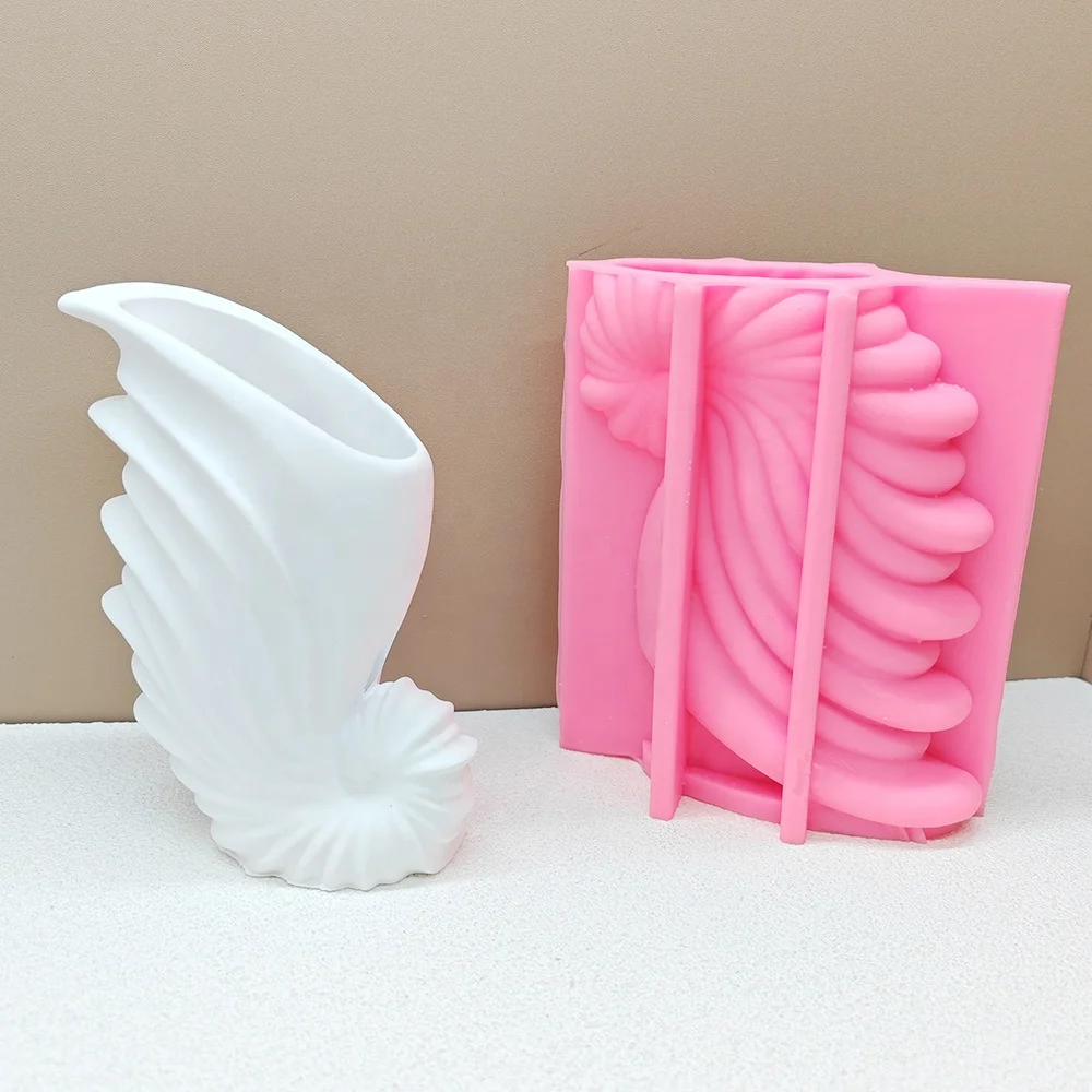 DM957 Nautilus Shape Vase Concrete Mold Cement Flower Pot Mold Silicone for Gypsum Plaster Jar Making Art
