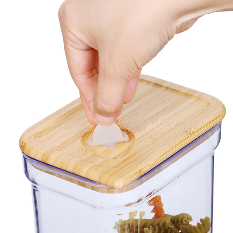 BPA Free Custom Logo Airtight Lid Plastic Food Storage Container with Bamboo Lid in 380ml