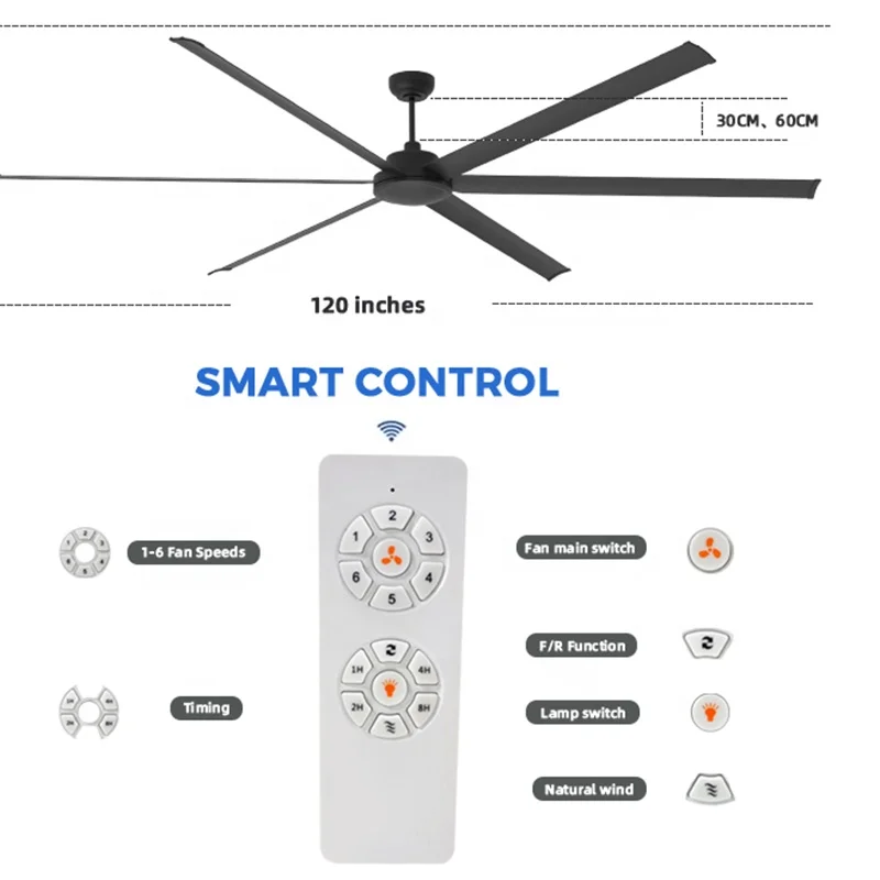 Factory direct ceiling fan supplier 100 inches 6 speed industrial ceiling fan for warehouse ventilation
