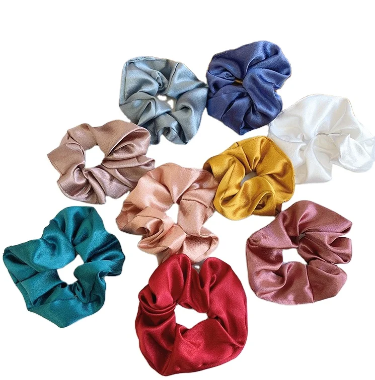 Women Fashion Silk Satin Scrunchies for Hair Elastic Hair Bands Hair Ties Ponytail Holder