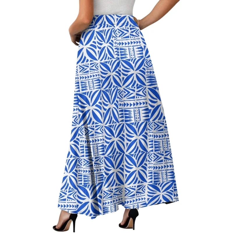 Polynesia Style Pattern Elegant Woman Skirt Low MOQ Print Dropshipping Pocket Maxi Personality Fashionable Lady Long Skirts
