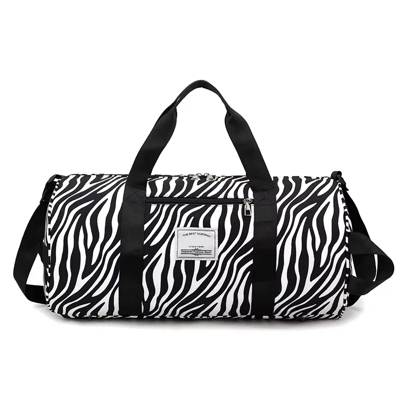 New Black and White Striped Fashion Travel Bag Portable Sports Gym Bag Large Capacity Funny Zebra Pattern Luggage Bag