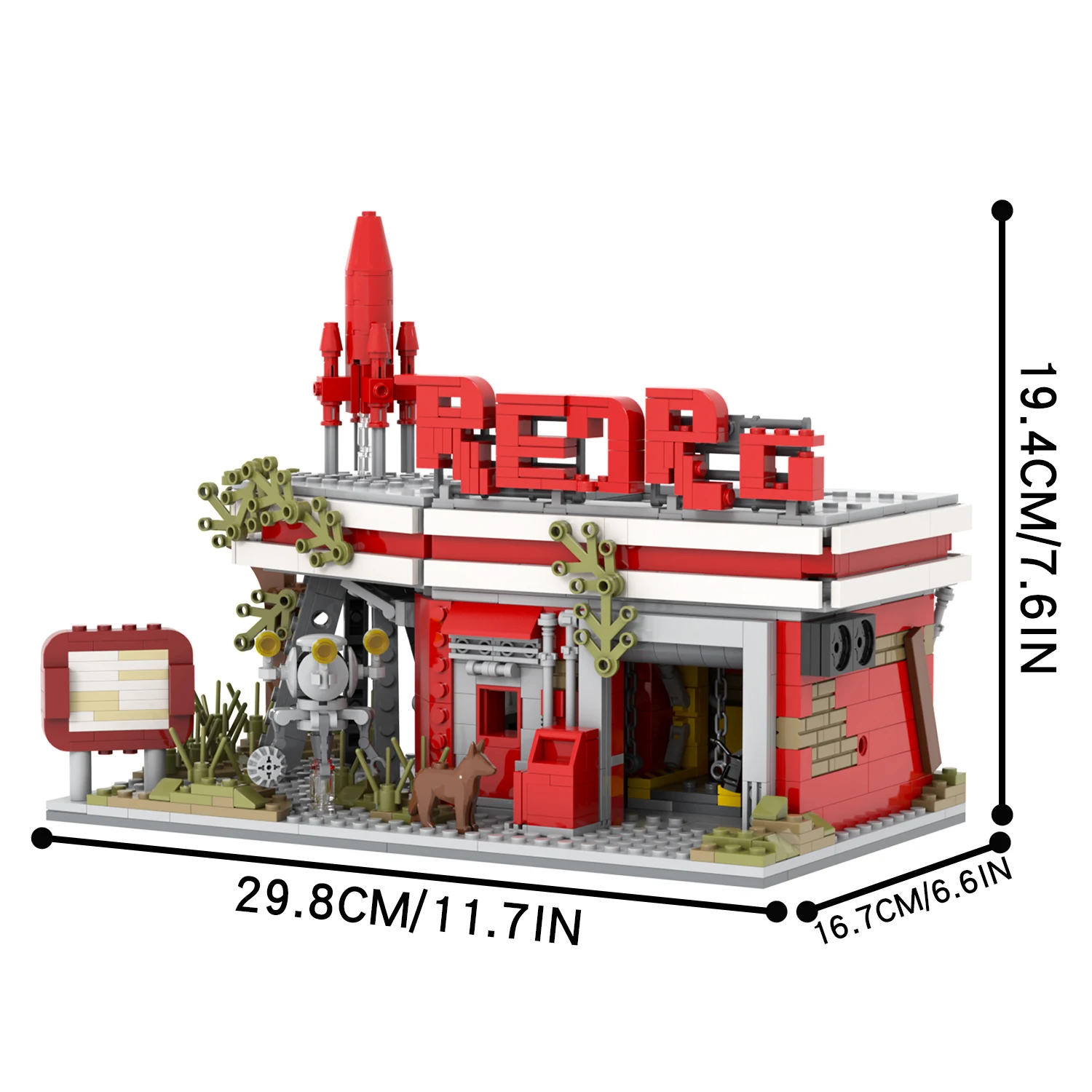 MOC1572 Fallout Red Rocket Truck Stop 880Pcs Bricks with Lucy Maclean Maximus Cooper Howard T60 Power Armor Building Blocks Toys