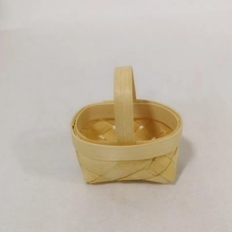 New Arrival Huangtu Handmade Woven Woodchip Storage Gift Basket With Handle For Home Decor