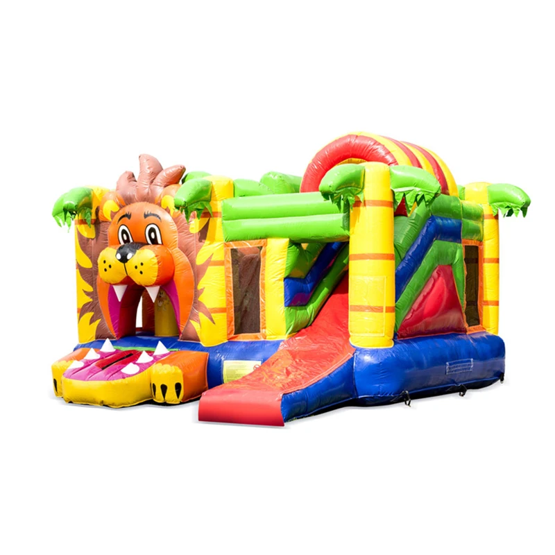Commercial Inflatable Outdoor Jungle Lion Bounce House With Slide Moonwalk Large Inflatables Jumping Castle Combo Lion Bouncer