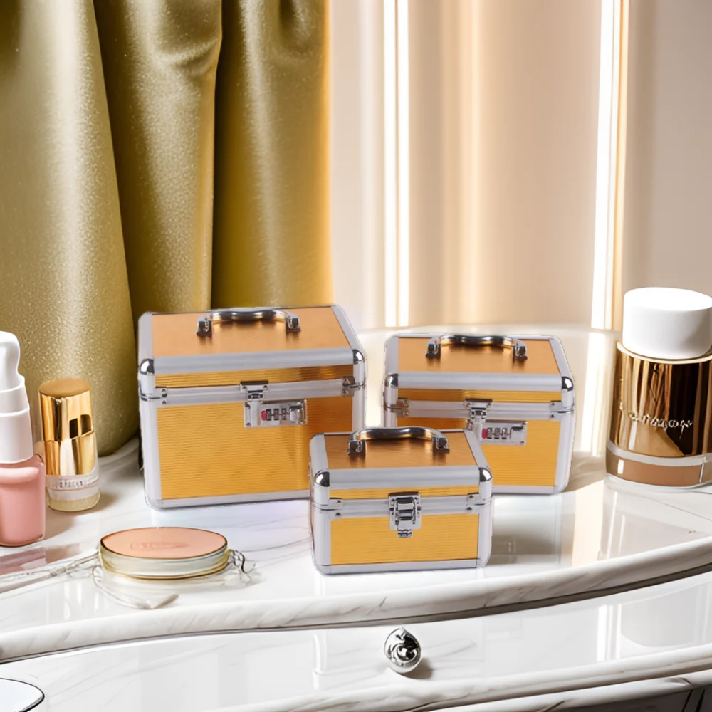 Custom Logo studio aluminum cosmetic nail mini makeup train case