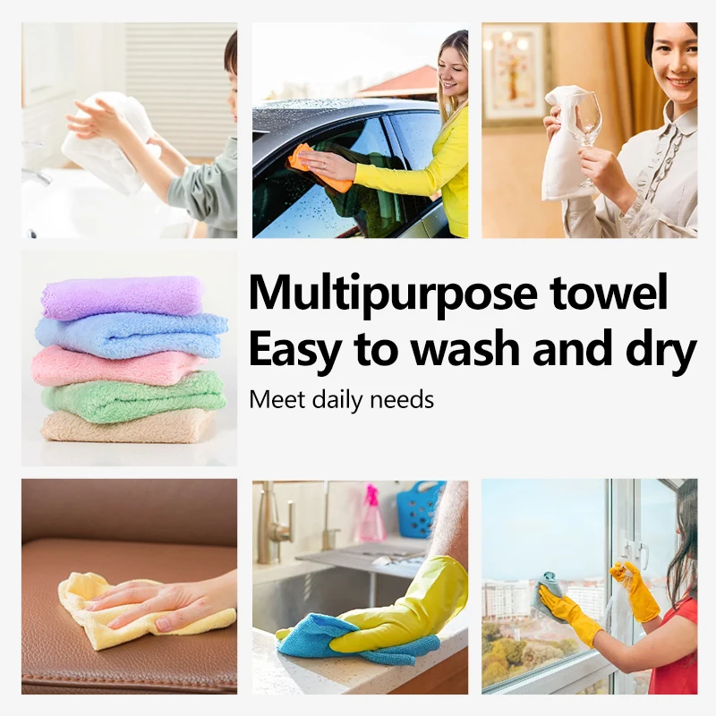 Factory Low Price Promotion Microfiber Easy Wash Coral Fleece Magic Thick Square Cleaning Cloth Terry Fabric Kitchen Towel