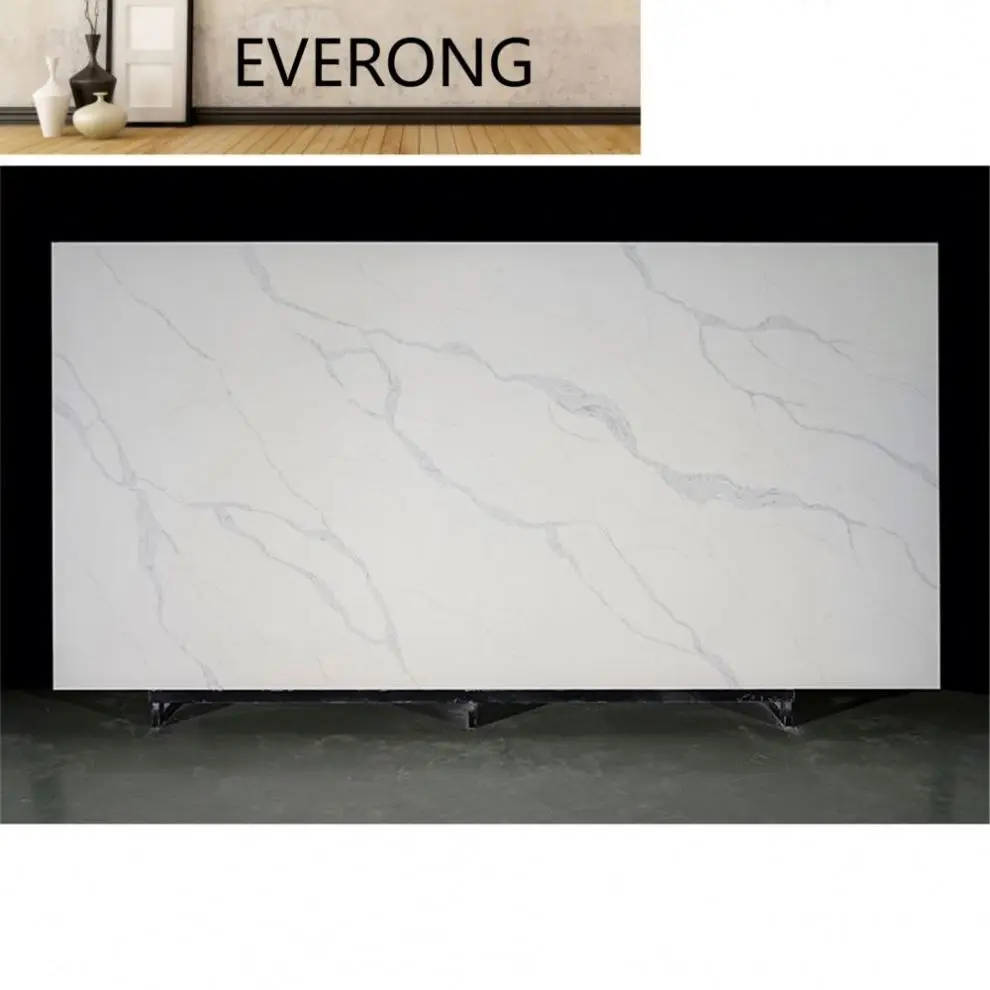 Chinese polish clear quartz stone white quartz Artifical countertop with grey veins