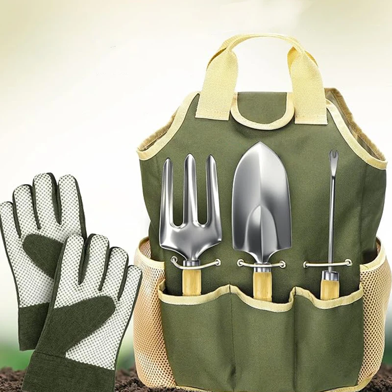 Fashon gardening stainless steel tool set potted vegetables, flowers, loose soil gardening shovel rake and fork bag portable set