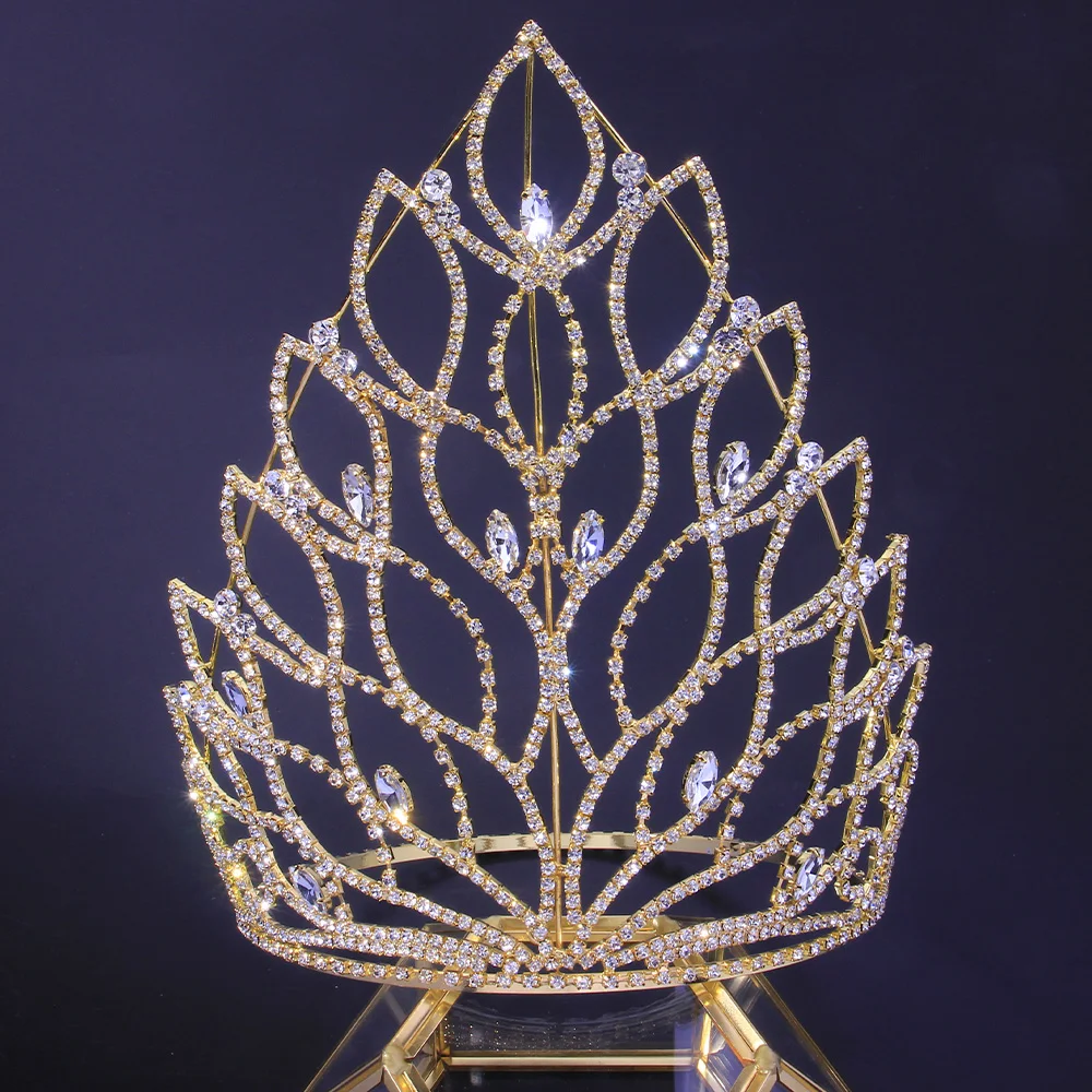 Shiny Beauty Queen Crown Tiara Clear Austrian Rhinestone Crystal Pageant Big Crown