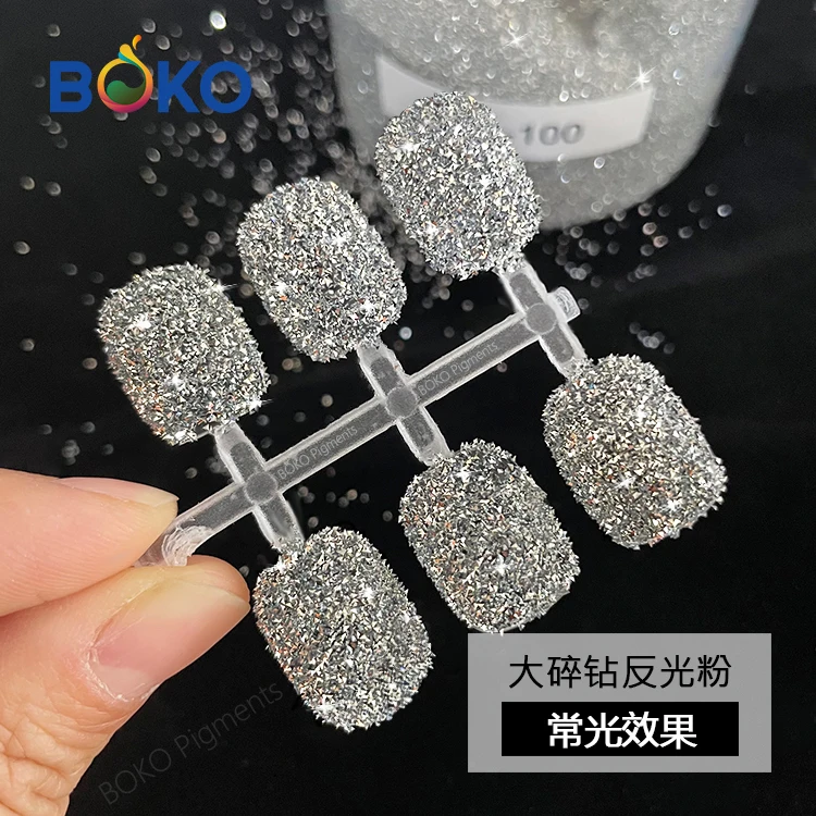 wholesale  Diamond Nail Art Glitter Power Silver Reflective Crystal Sequins Holographic Laser Super Bright Pigment