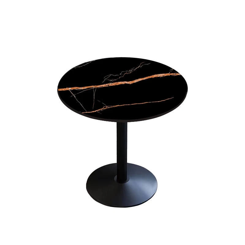 factory outlet round table /chair Modern Design household balcony / cafe table Popular sintered stone  top gold steel