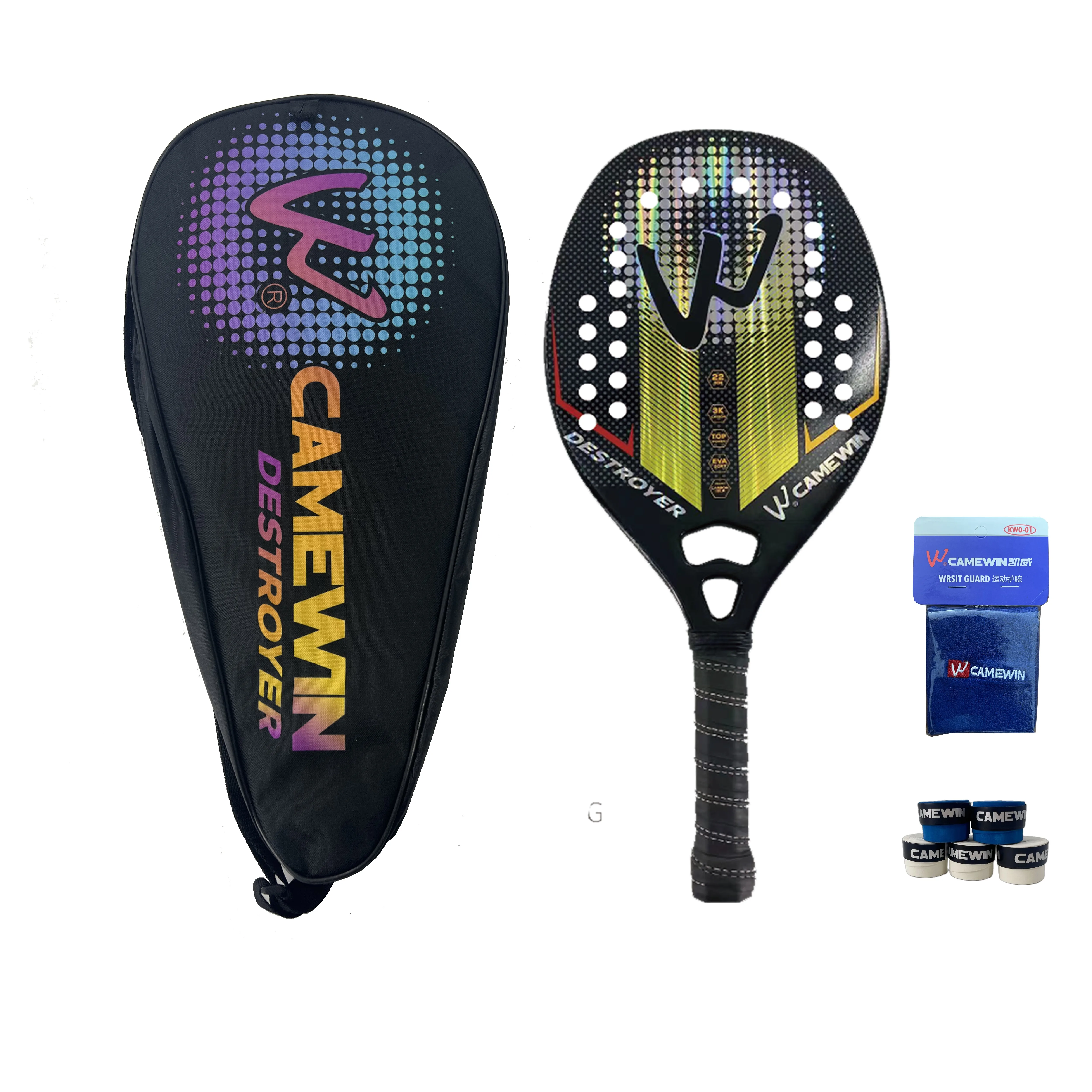 CAMEWIN 3K/12K/18K/ Carbon Fiber Visible Beach Tennis Rackets Paddle Racket factory wholesale