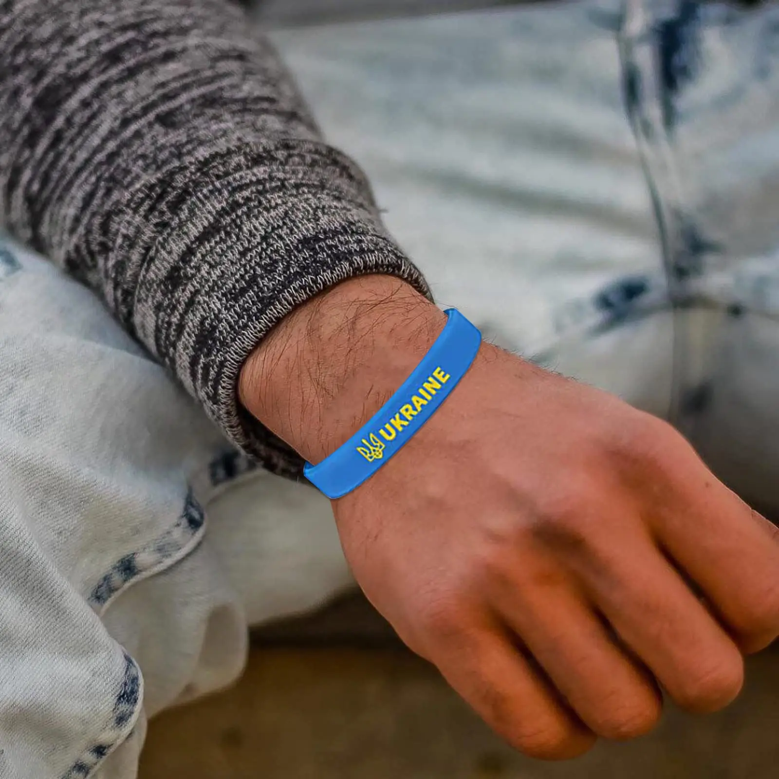 Soccer Ukraine Country National Flag Rubber Wristband Yellow Football fitness Sports Elastic Silicone Bracelets