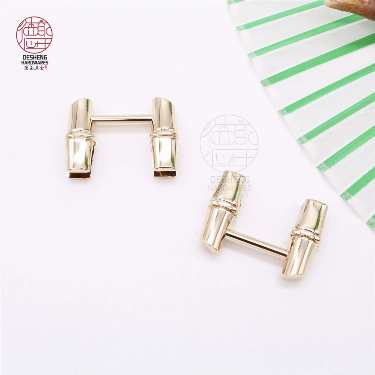 Handbag Accessories H Shape Metal Side Clips For Handbag Bamboo Look Metal Zinc Alloy Handles Slide Buckle