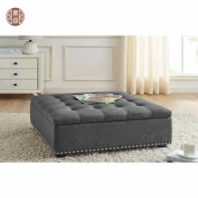 Storage Velvet Fabric Leather Footstool Ottoman Pouf Rangment For Hotel Home Use