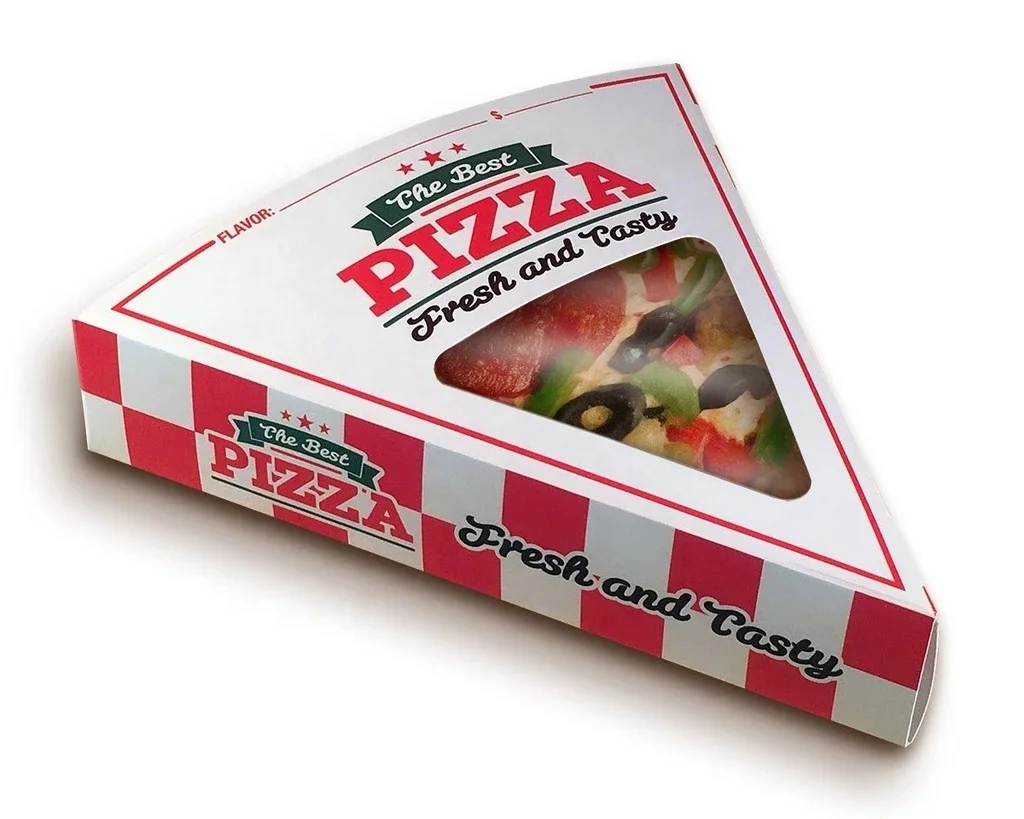 
Customer Customized Fast Food Restaurant White Cardboard Design Pizza Slice Takeaway Paper Box 