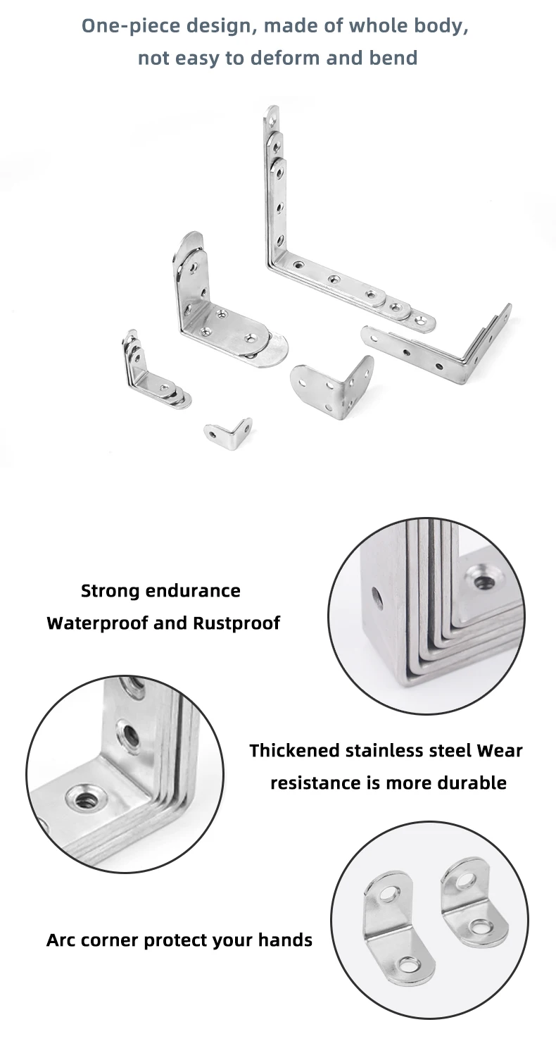 Furniture Hardware L Shape Steel Flat Angle Bracket Iron Metal Cabinet Frame Corner Bracket Fastener Steel Flat Angle Bracket