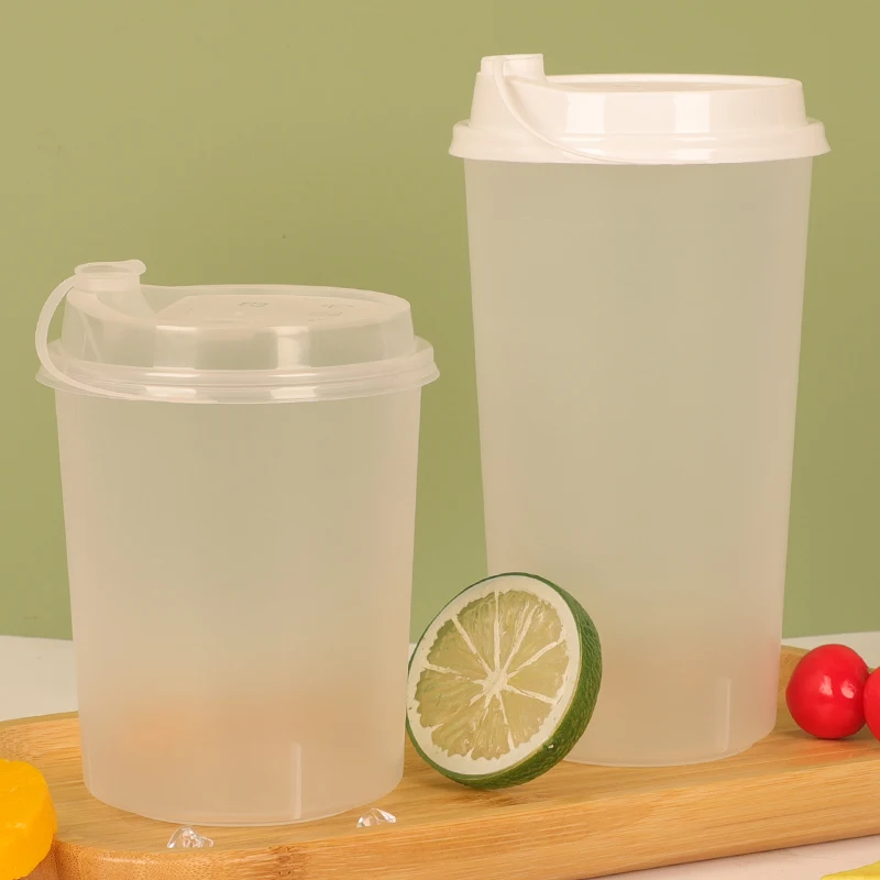 Disposable Plastic Cup with Lid Logo  PP Customized logo Clear single Wall Style Packing Tea frosted  Color plastic cups