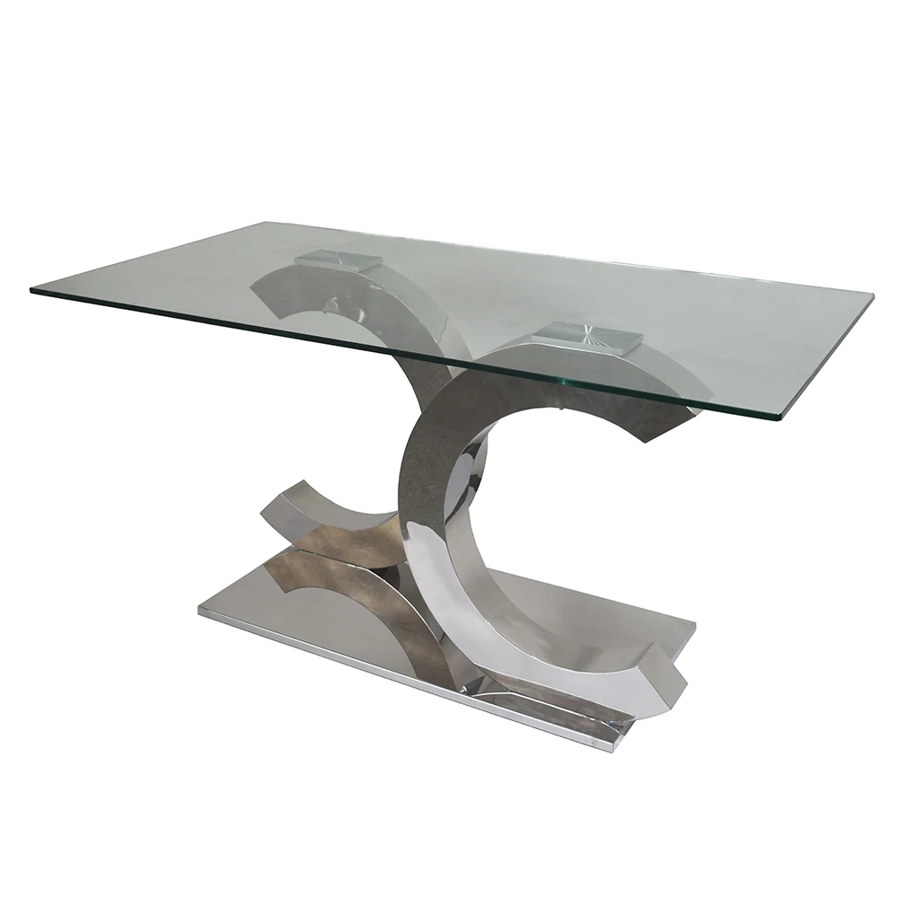 A8086  Glass top rectangular dining table home furniture