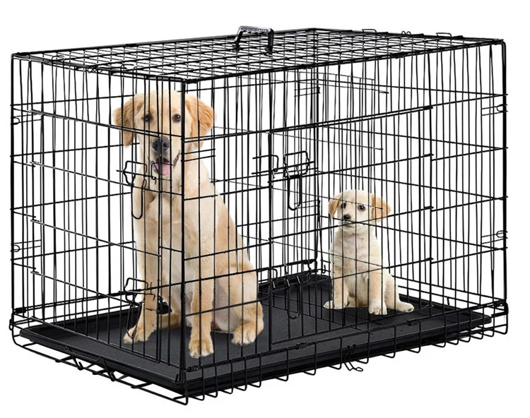 48 Inch Large Dog Crate Black Metal Dog Cages Pet Cages for Large Animals