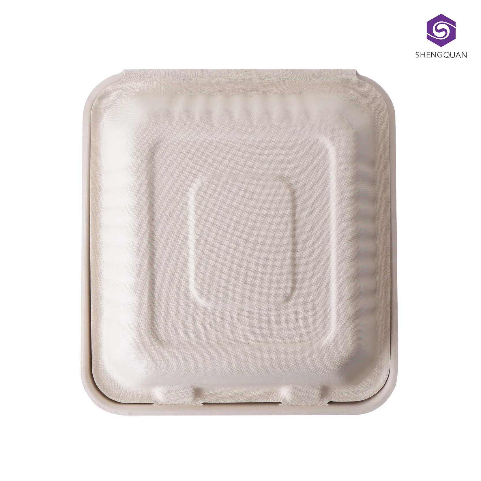 Sugarcane Bagasse Food Container 9 Inch Clamshell Food Box 3 comparts