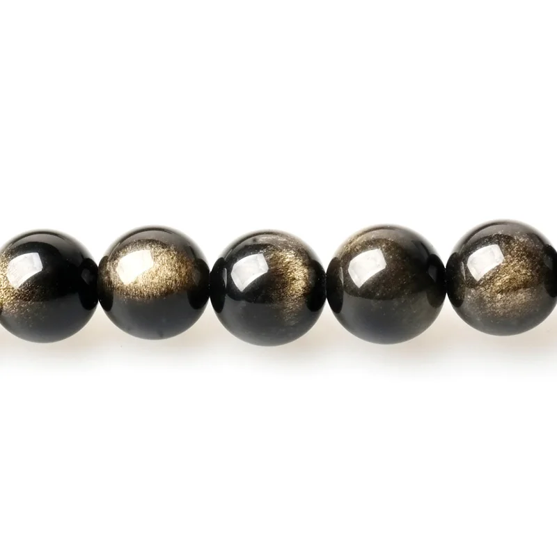 4/6/8/10/12/14/16mm 5A 7A Round Loose Polished Rainbow Black Gemstone Stone Hand-Made Ornament Gold Obsidian Beads