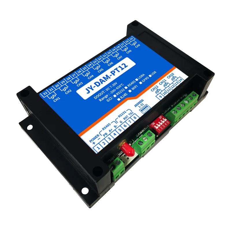 12-channel thermal resistance PT100/PT1000 temperature acquisition module temperature transmitter Modbus DAM-PT12