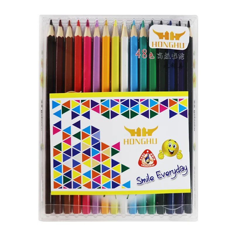 
HONGHU 48 COLOR pencil Promotional Stationery Factory Standard Pencil Pencil with Logo3.0 lead Wooden China Cheap Wholesale 