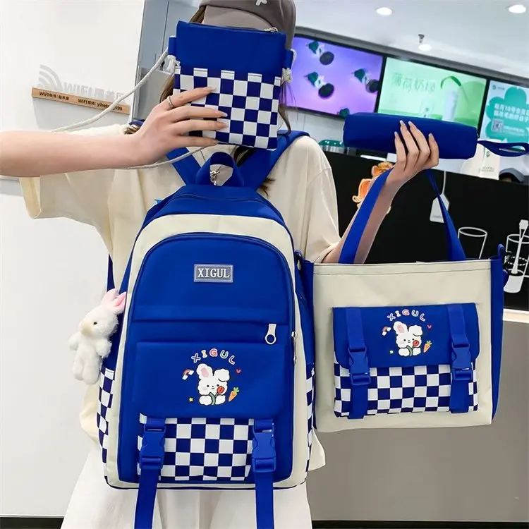 4 шт. набор рюкзак для девочек Дети средняя школа старшей школы студента колледжа Повседневный Рюкзак детский школьный рюкзак