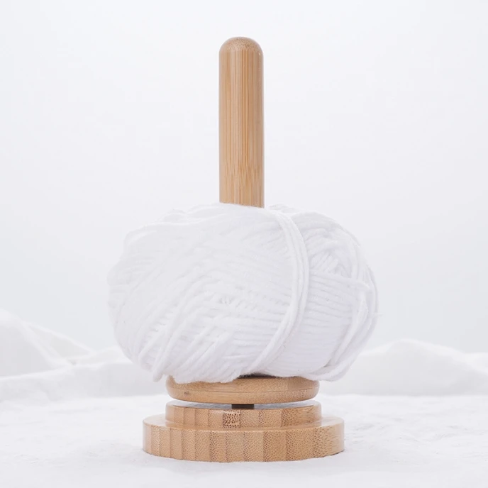 Hot sale wooden wool stand desktop yarn spool stand simple wind spool storage rack rotating ball wooden winder