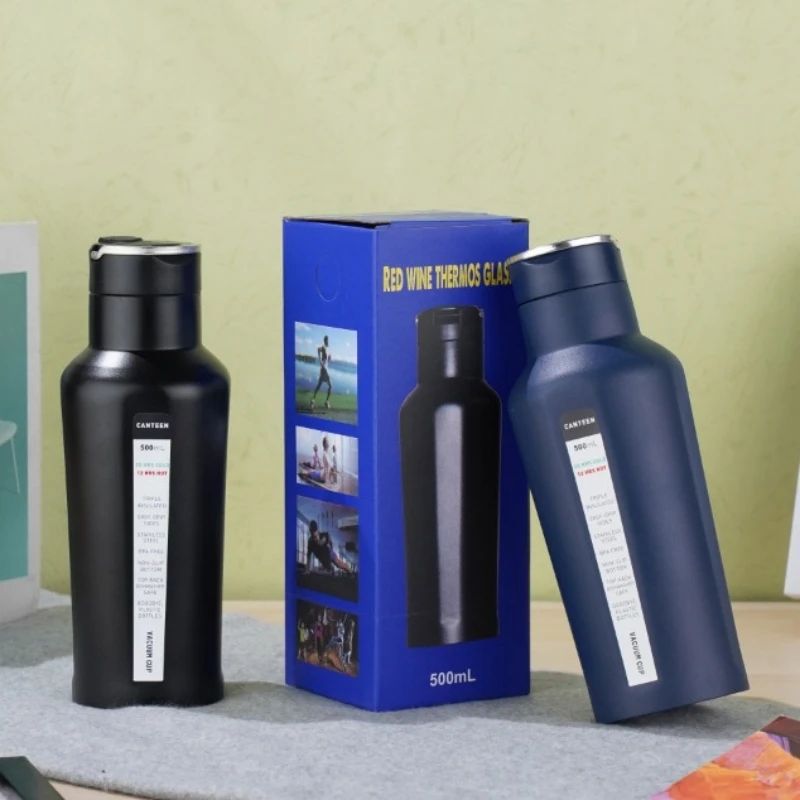 2024 New Custom 17oz Double Wall Vacuum Flasks Travel Insulated Stainless Steel Thermal Water Bottle With Straw And Handle