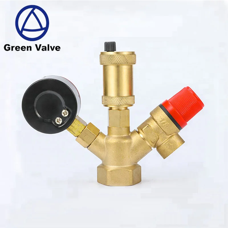 High Quality Brass Safety Valve Manometer Wholesale Green Valve Boiler Parts Manual Control High Temperature Water General