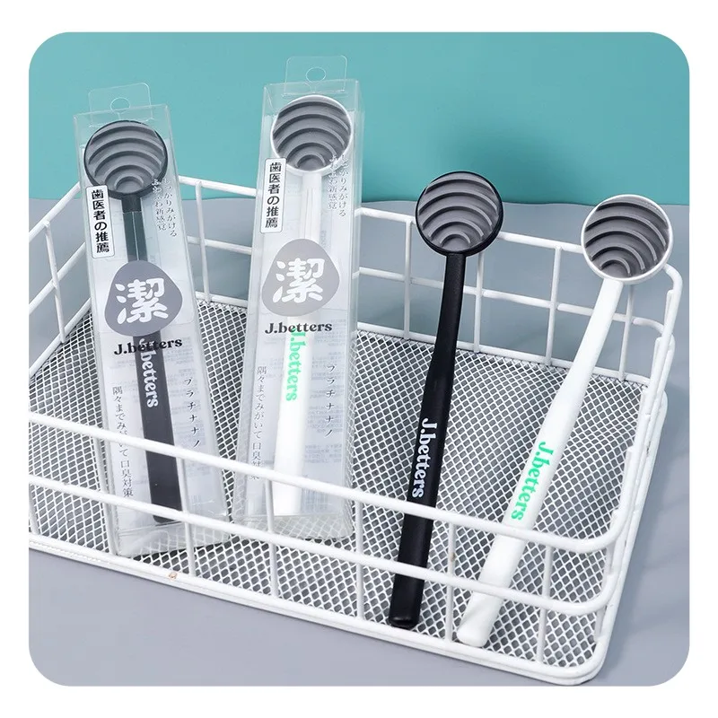 Wholesale white and black plastic tongue scrapper silicone Tongue Scraper tongue scraper plastic