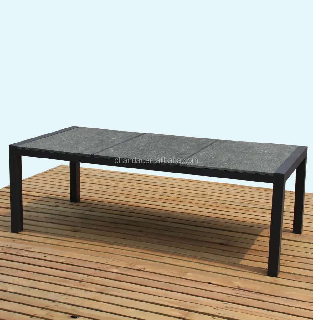 aluminum dining chair table set with granite table top, outdoors furniture