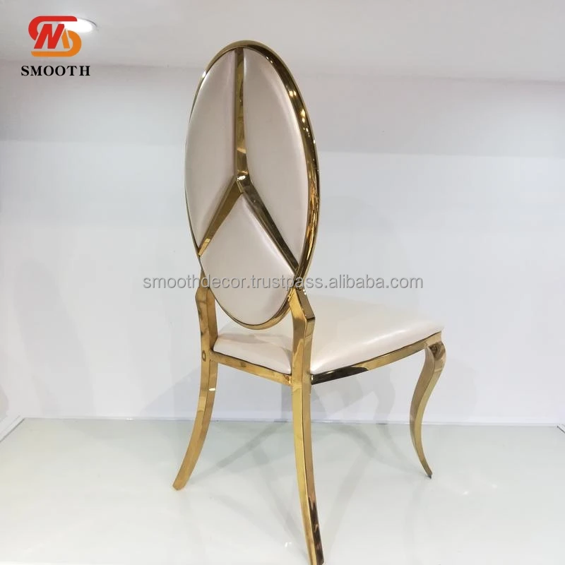 SMOOTH Stainless Steel Pattern Oval Back Flower Chair Wedding Banquet Restaurant Chair Leisure Chair