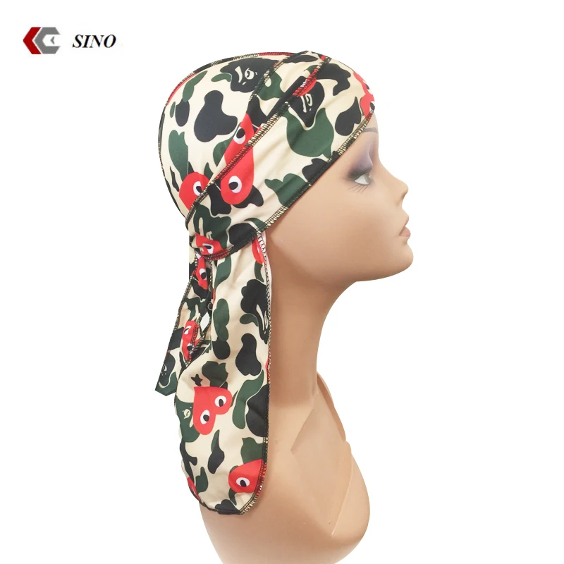 
High quality Factory direct sale printed stretch durag hot sale spandex durag hair scarf ethnic custom bandana pirate hat OEM 
