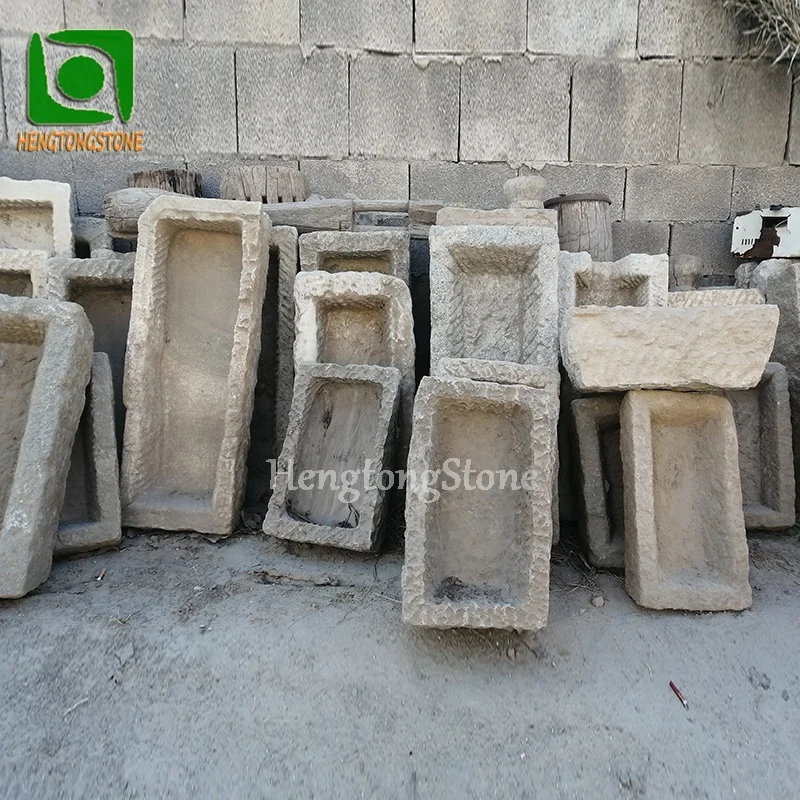 Stock Products Chinese Style Gray Granite Water Trough Sculpture
