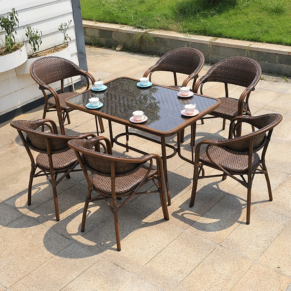 High Quality Rattan/wicker French Cafe Bistro Chair With Table Set Popular Outdoor Garden Rattan Furniture