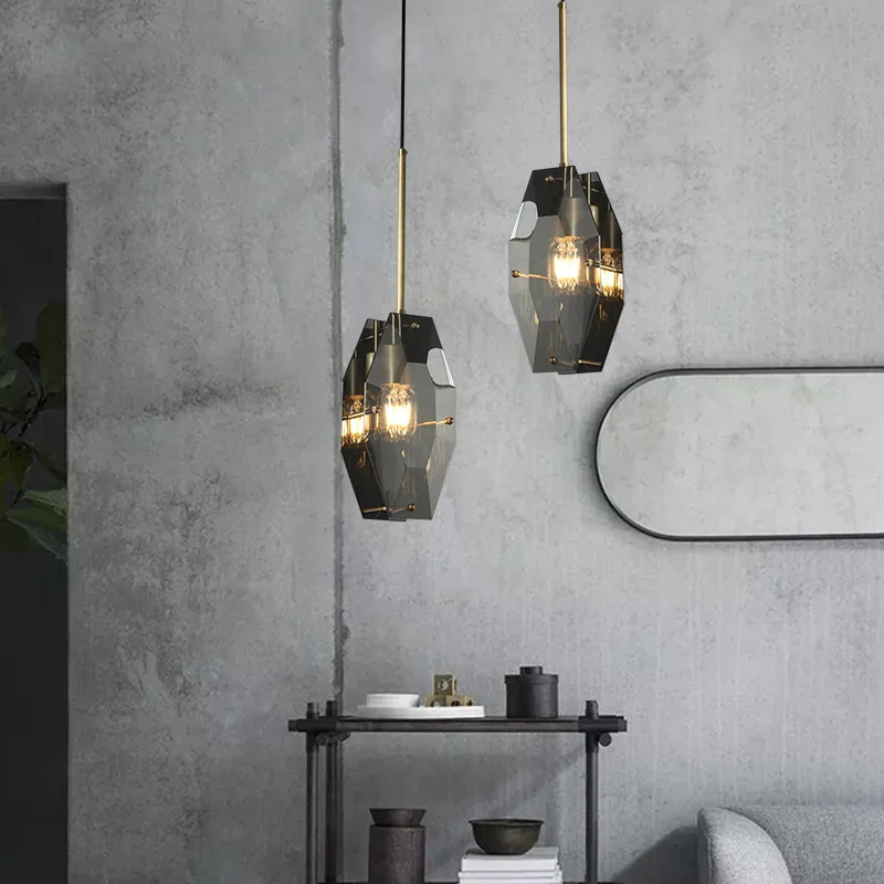 Contemporary LED Nordic Simply Creative Glass Crystal Chandelier Lamp For Home Bedroom Bar Brass Pendant Light