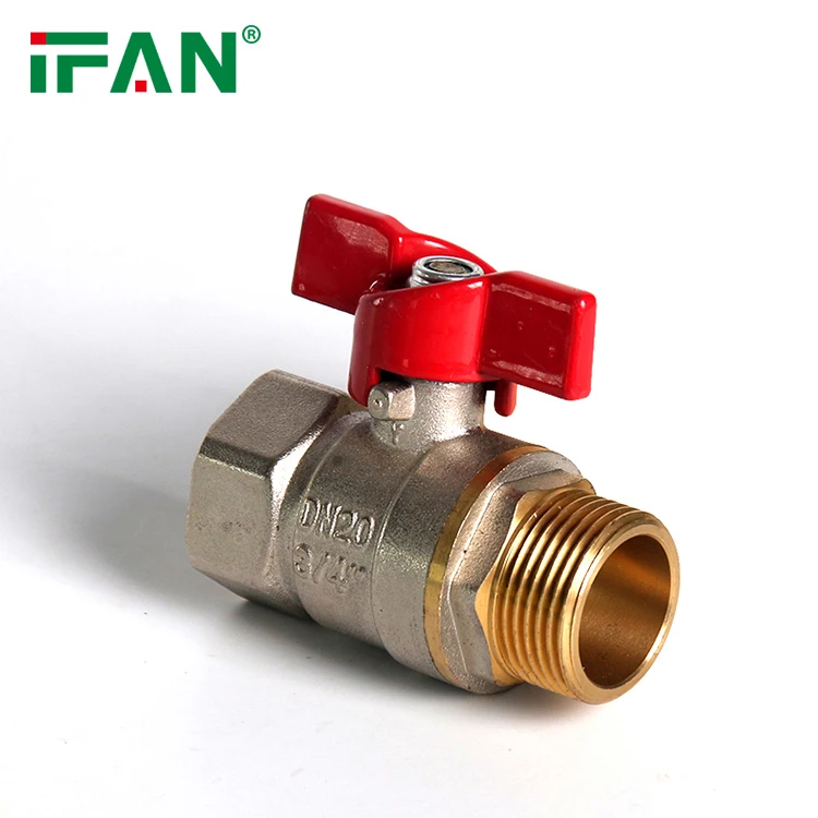 IFAN Factory 1/2 Brass Ball Valve PN25 Brass Water Valve Red Butterfly Handle 81052FM Brass Ball Valve