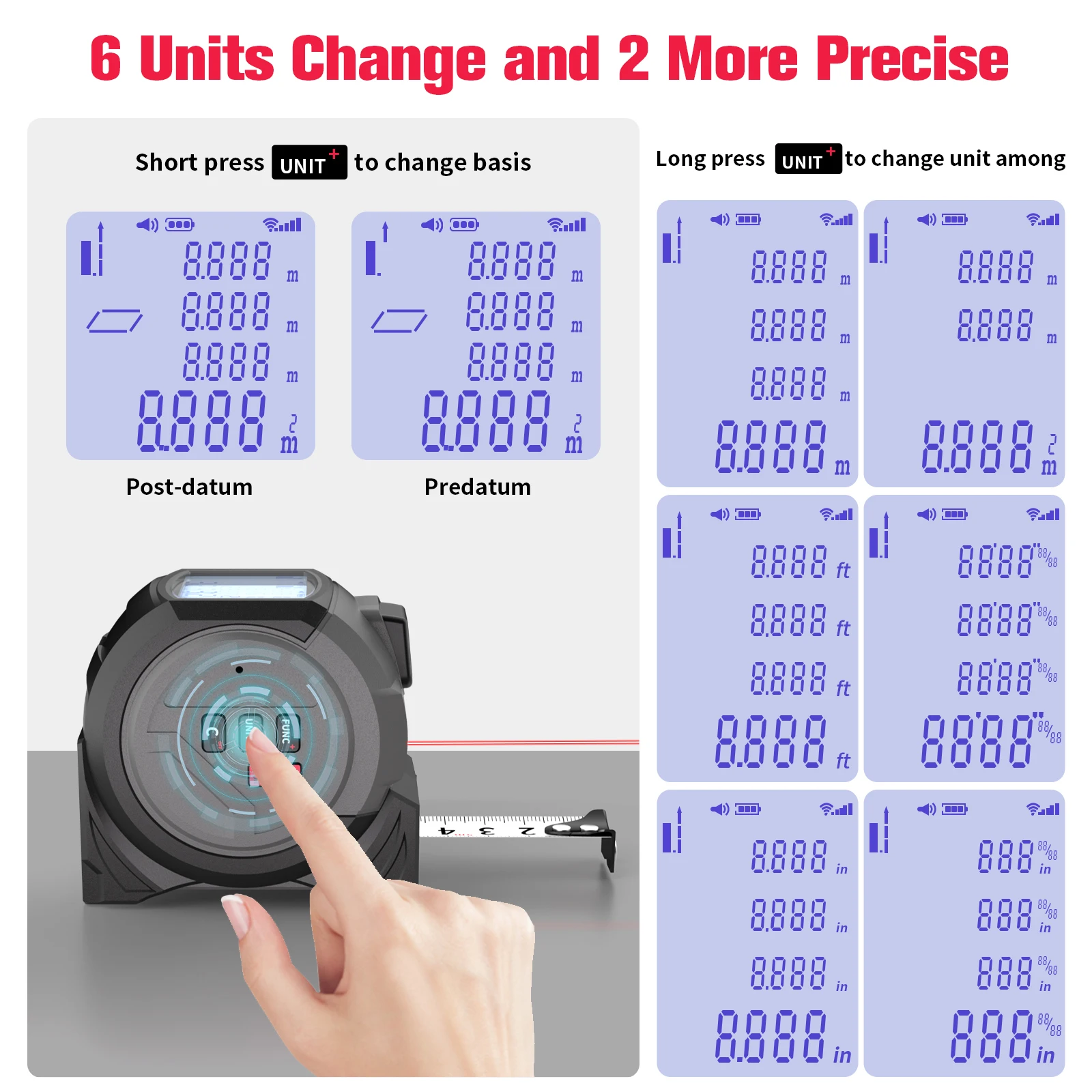 3-IN-1 Test Instruments Laser Meter 40m/60m Measure Tape Digital Manual Laser Distance Meter